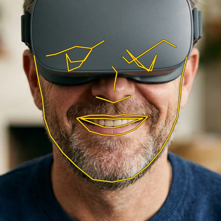 VR headset: the deterministic prediction breaks where the face is hidden.